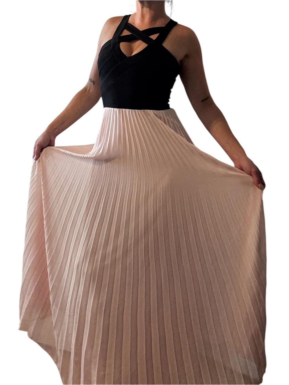 Fitted flowy dress (fits Small-Medium)